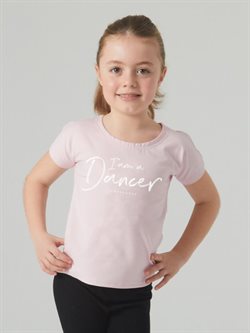 Lyserød t-shirt til piger med I AM A DANCER print